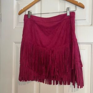 Sincerely Jules Fuchsia Fringe Mini Skirt